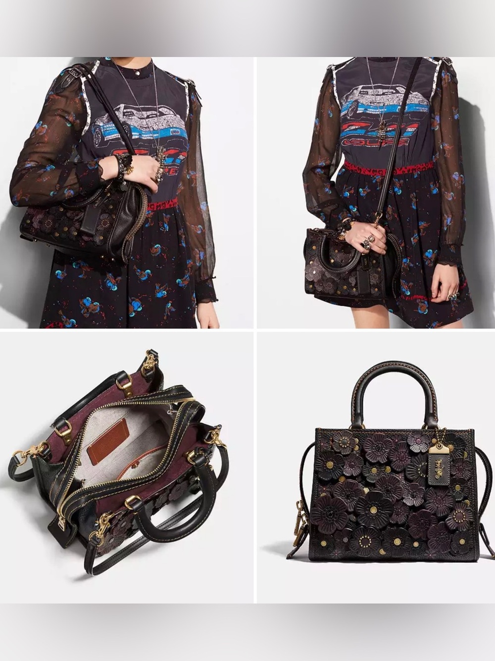 Coach 1941 Rogue Shoulder Bag 25 with Tea Rose Appliqué - Picture 15 of 15
